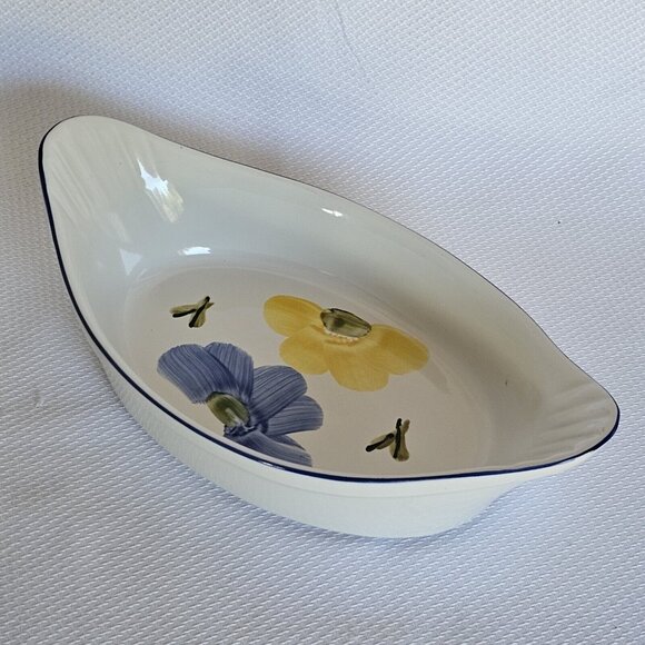 Maxam Italian Daisy Augratin Casserole Bowls 10.7" double portion Portugal set/2 - Picture 6 of 11